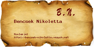 Bencsek Nikoletta névjegykártya